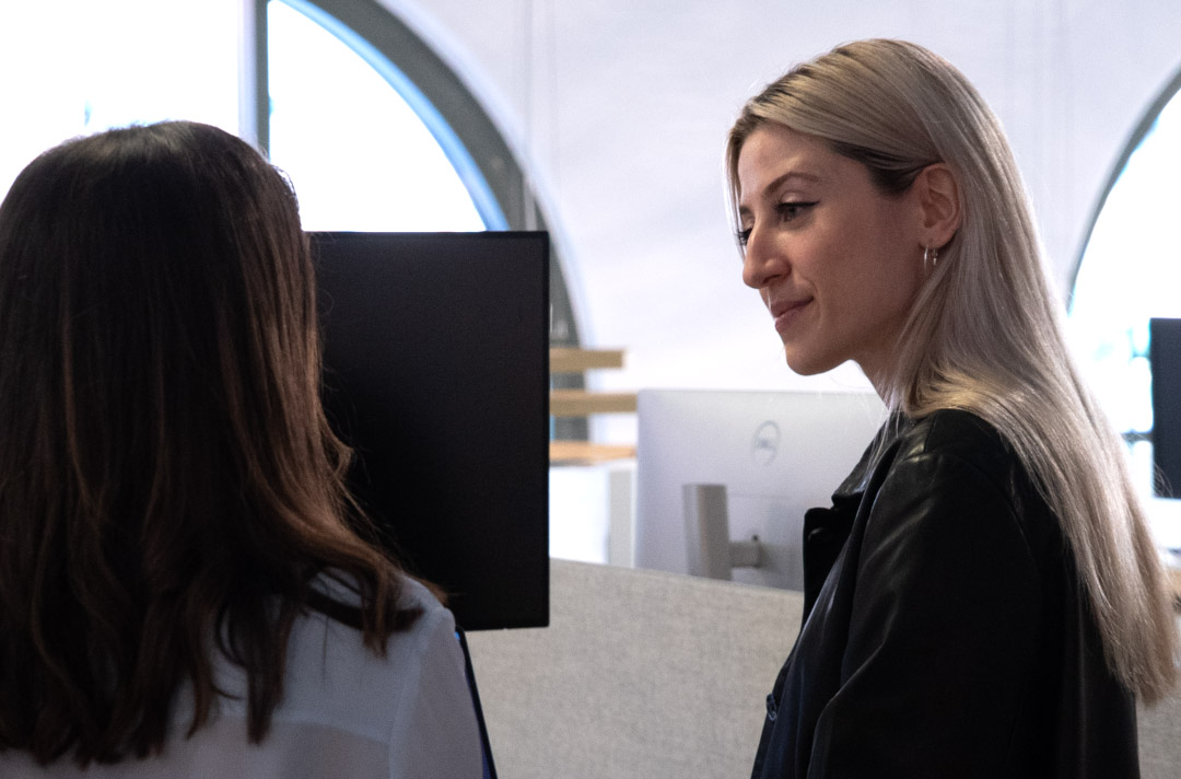 Two women talking
